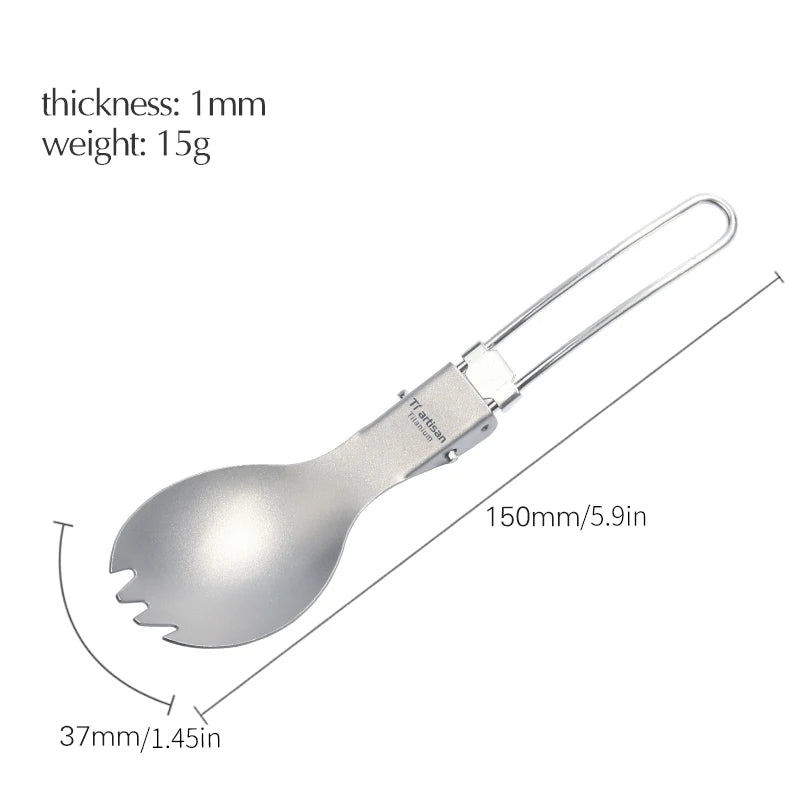Tiartisan Titanium Foldable Cutlery Set - Portable Fork Spoon Knife for Outdoor Camping Hiking