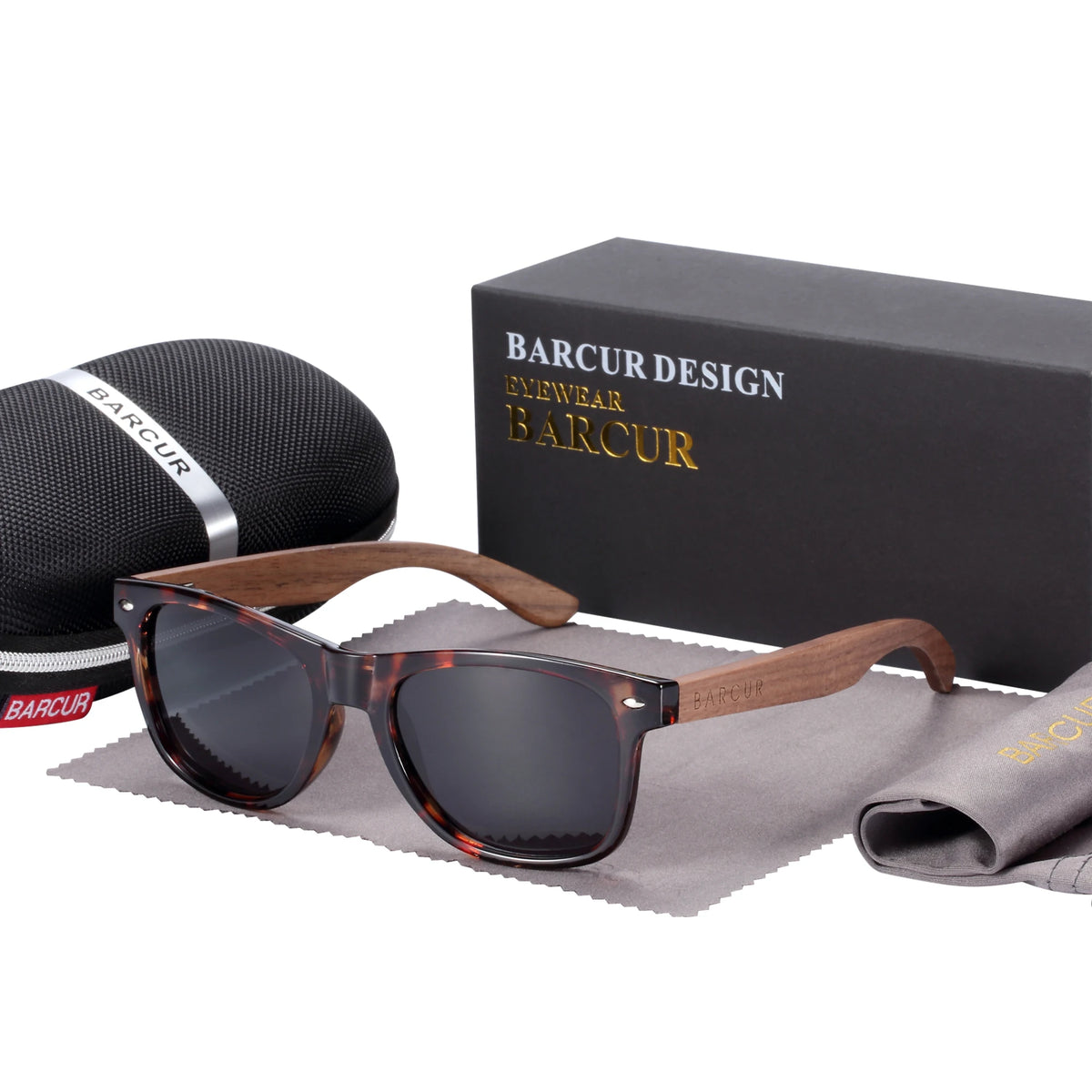 BARCUR Black Walnut Wood Polarized Sunglasses – UV400 Protection