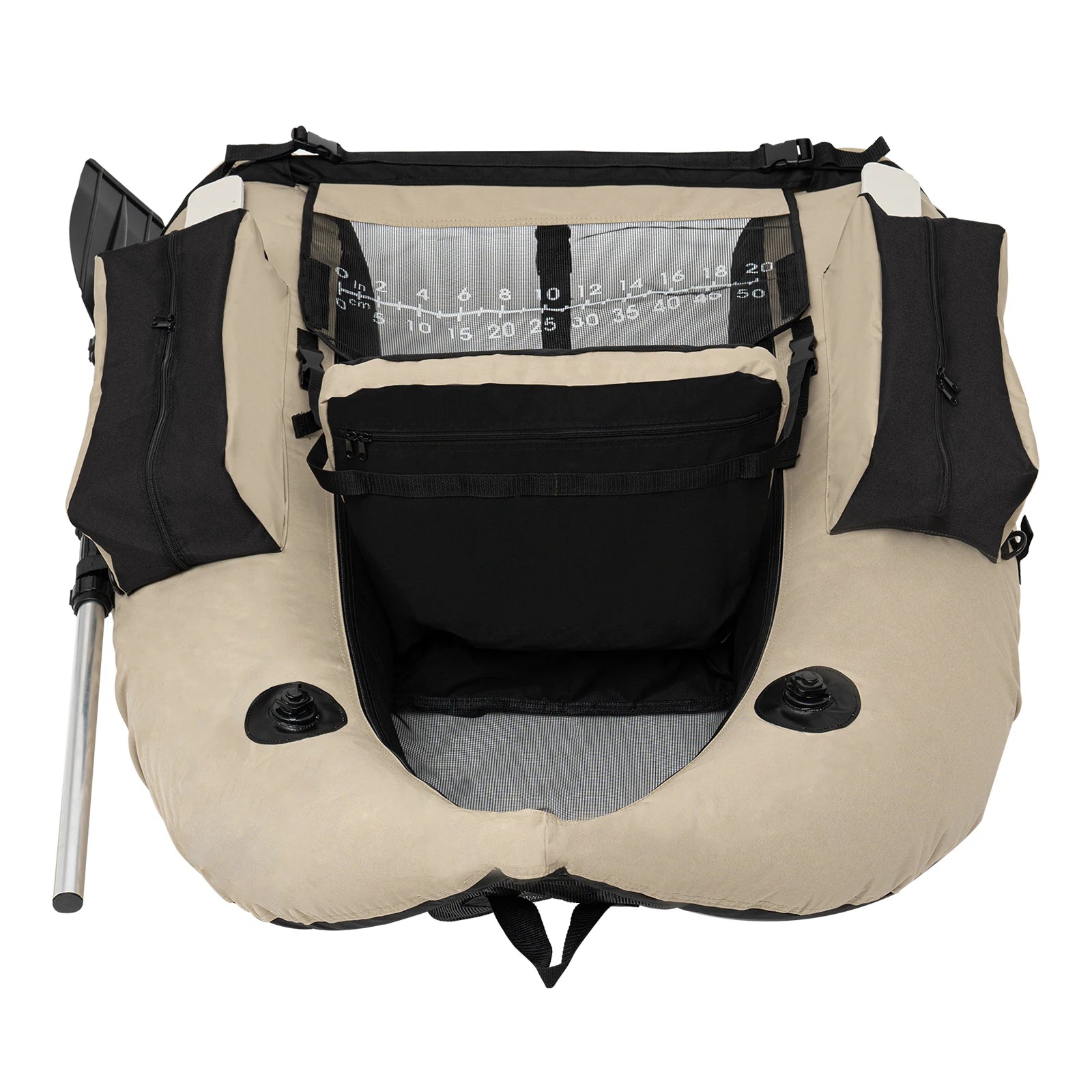 Outdoor Inflatable Fishing Boat Khaki Portable Fishing Raft 286.6LBS Load 90-180° Adjustable Backrest for Ocean/River Fishing