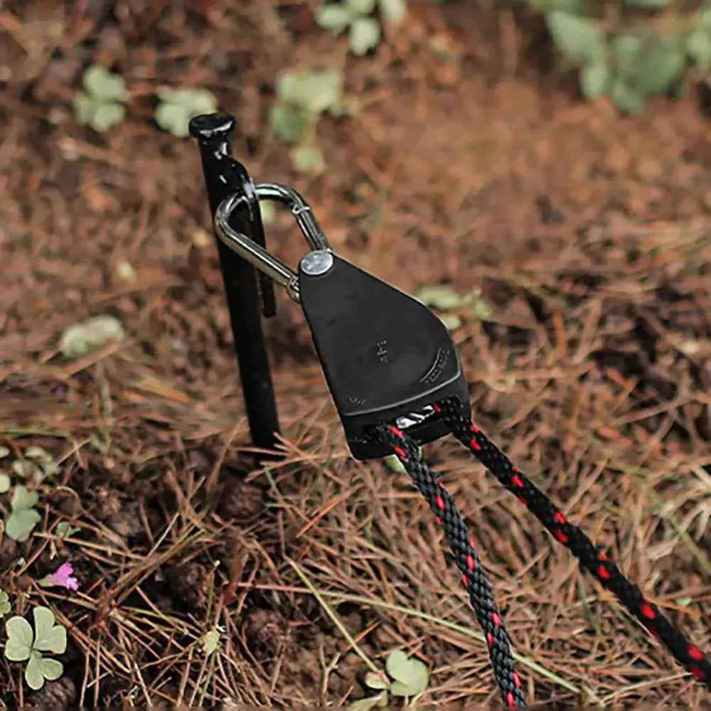 Camping Tent Adjustable Rope Fastener Fixed Buckle Pulley Tensioner Ratchet Hangers Lights Lifting Camping Awning Wind Rope