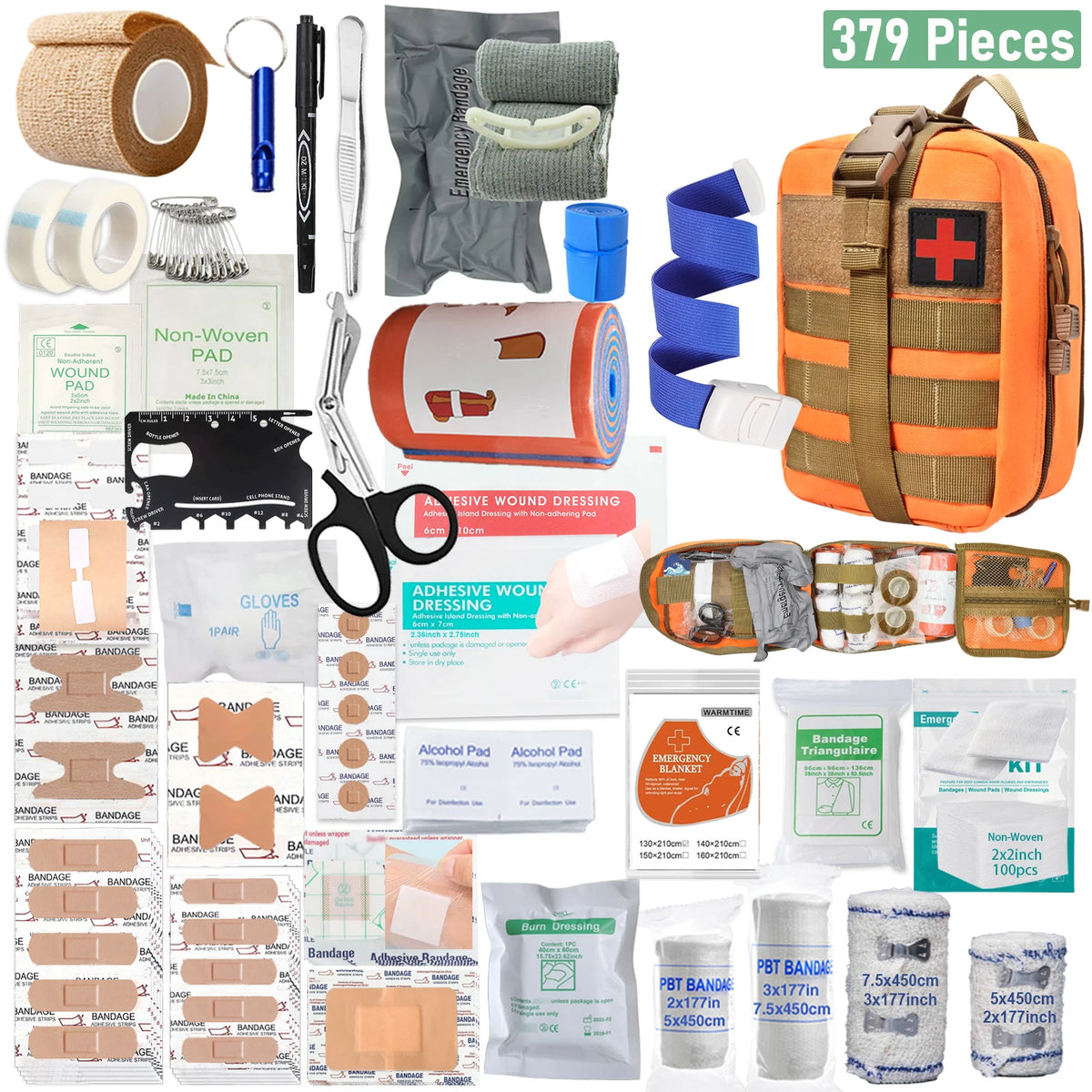 379-Piece Portable First Aid Kit – Emergency Survival Bag for Camping, Hiking & Outdoor Use