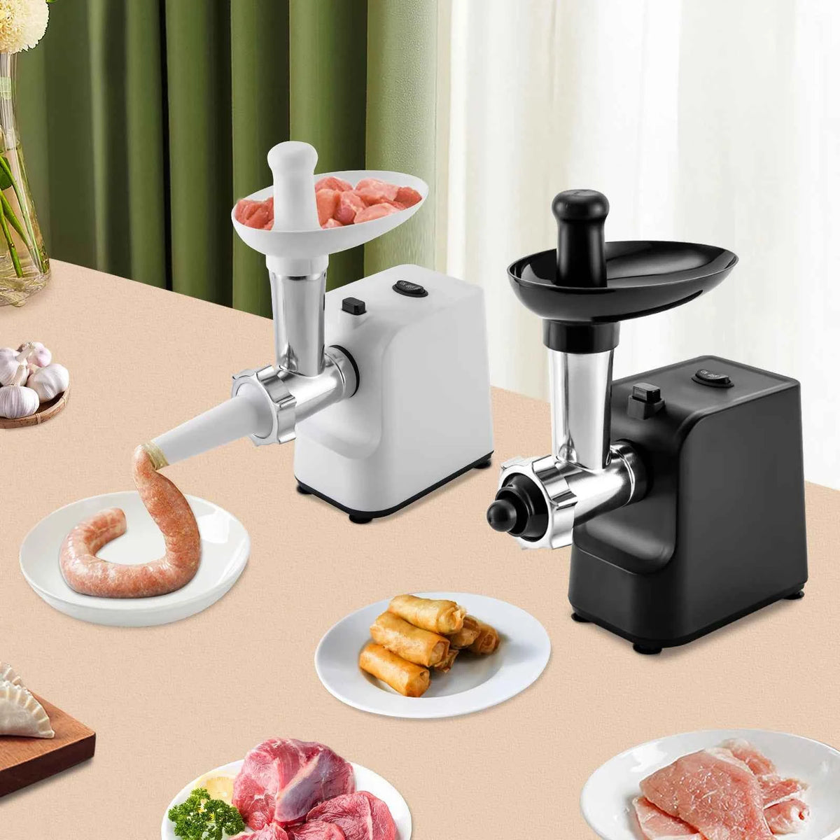 Electric Meat Grinder & Sausage Stuffer – 400W/1000W Peak | 3 Plates | Copper Motor | 110V & 220V | Model MG-S1