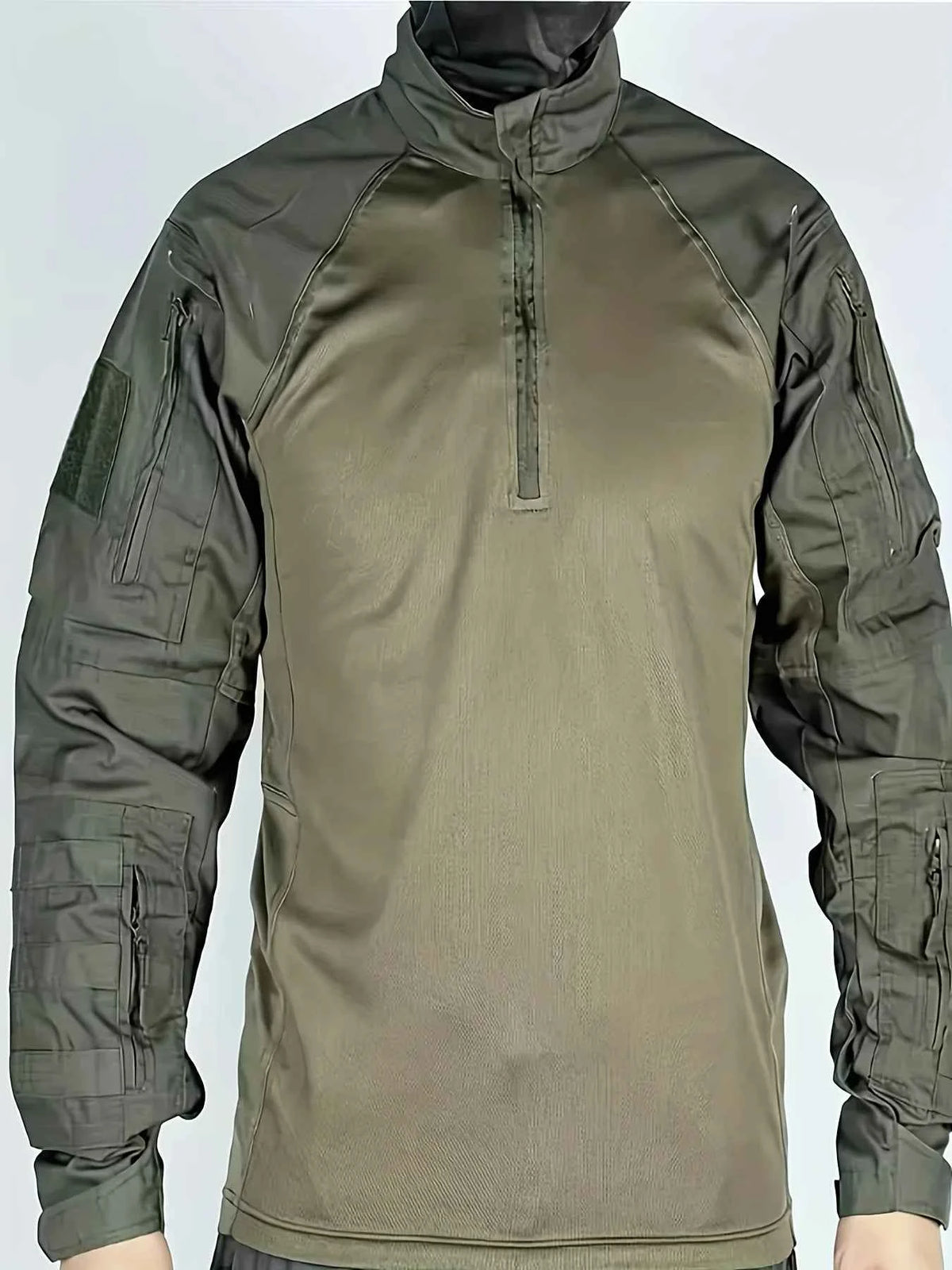 Men Outdoor Tactical Shirts Solid Training Long-Sleeve T-Shirt Tops Wear-Resistant Hunting Shirt Multi-Pocket Adventure Workwear
