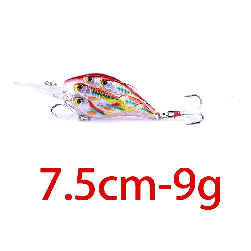 75mm 9g Floating Crankbait Fishing Lure – Swimbait Wobbler with Rattle & 3D Eyes