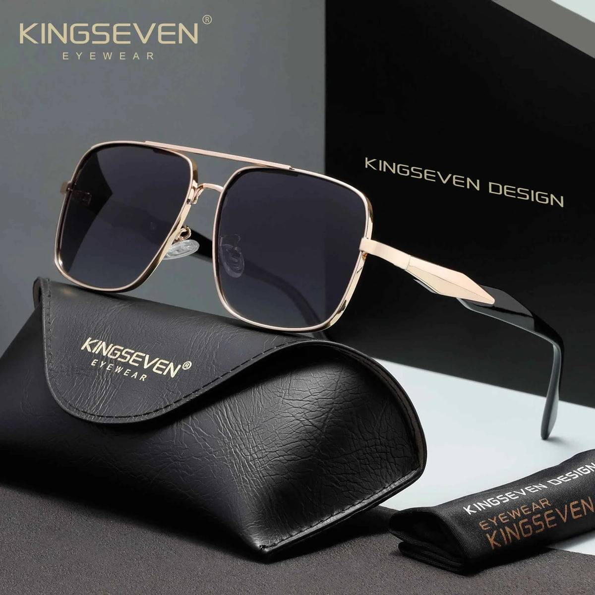 KINGSEVEN 7613 Alloy Sunglasses – Polarized Mirror, Anti-Reflective, UV400, Square, Unisex
