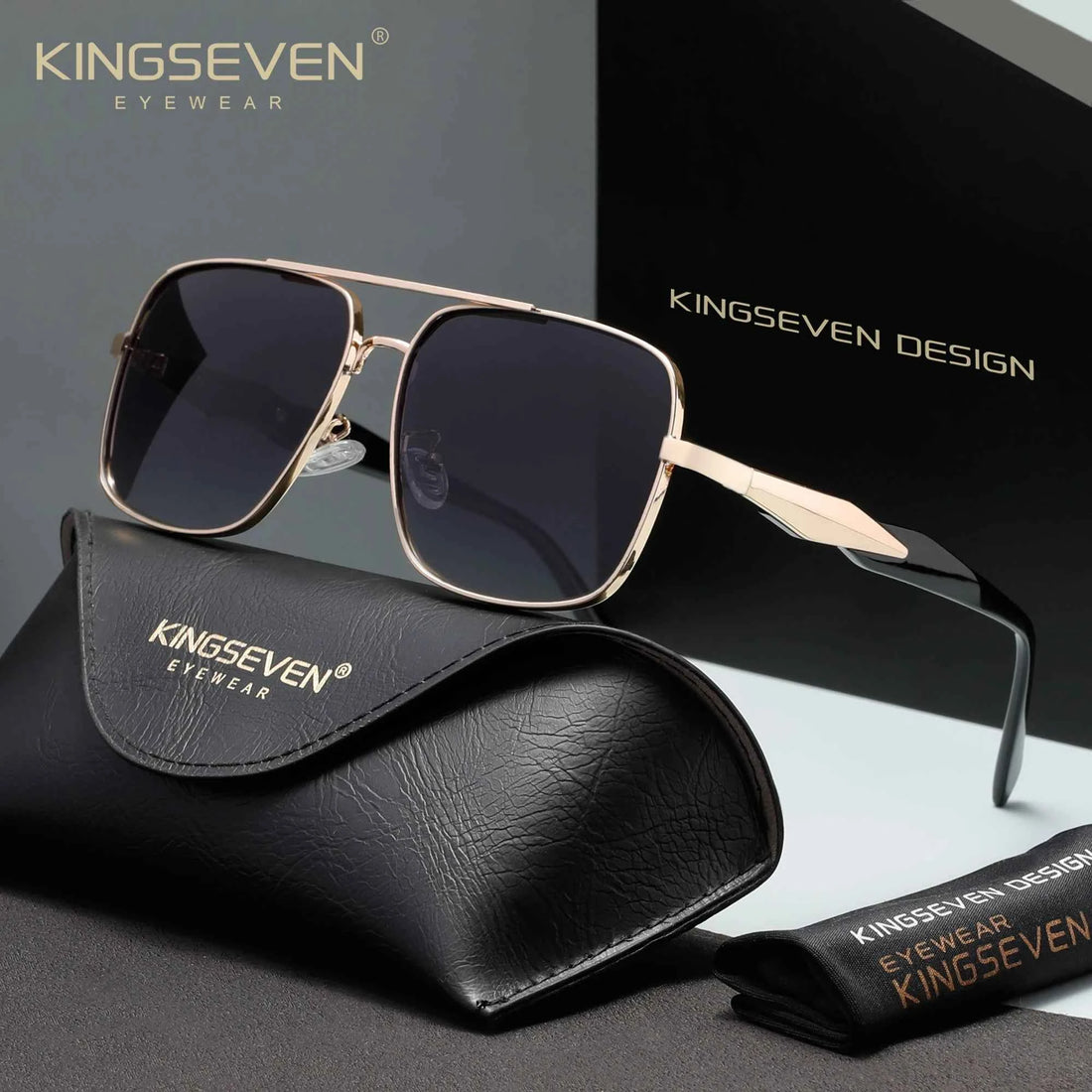 KINGSEVEN 7613 Alloy Sunglasses – Polarized Mirror, Anti-Reflective, UV400, Square, Unisex