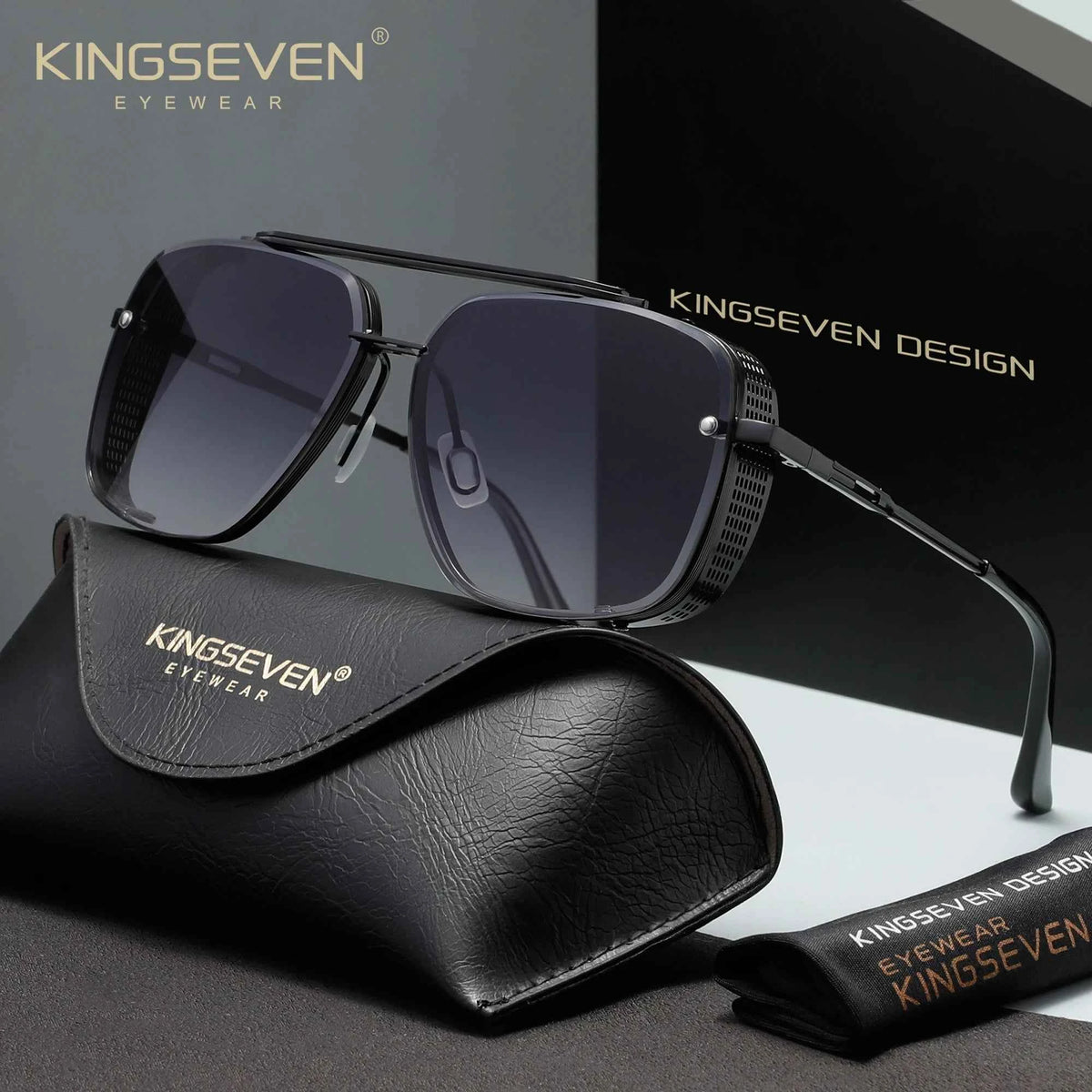 KINGSEVEN Luxury Polarized Driving Sunglasses – UV400 Gradient Lens, Rectangle Frame