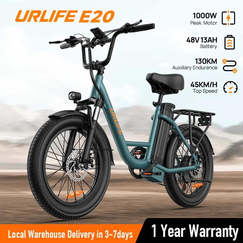 1000W E20 Electric Bike | 48V 13Ah Removable Battery, 20MPH, 20&
