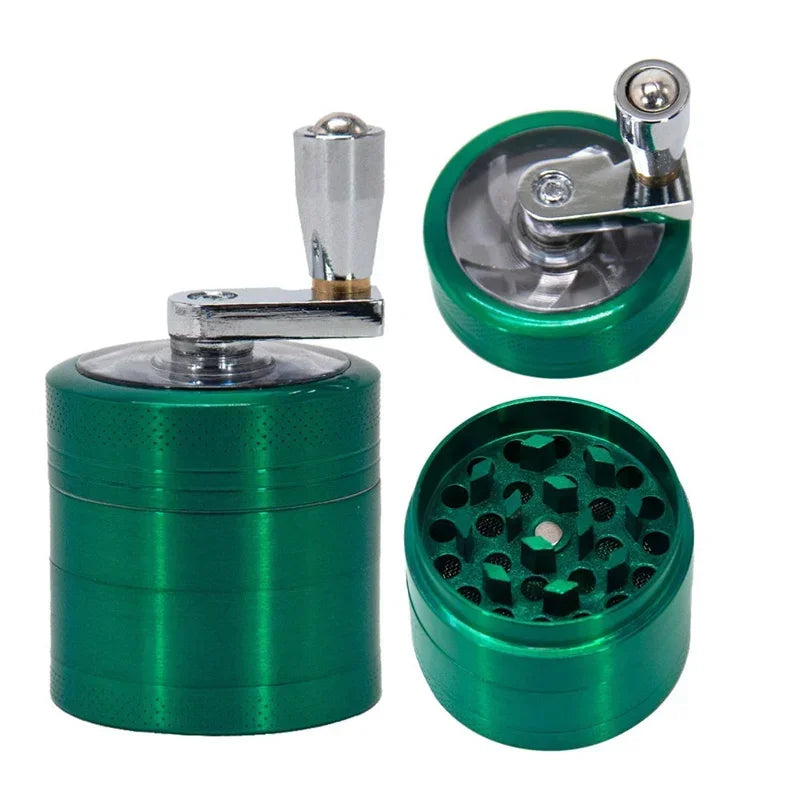 JUSTINLAU 4-layer Tobacco Grinder 40mm Manual Metal Zinc Alloy Herb Mill Spice Crusher Smoke Grinder Crusher Hand Crank Miller