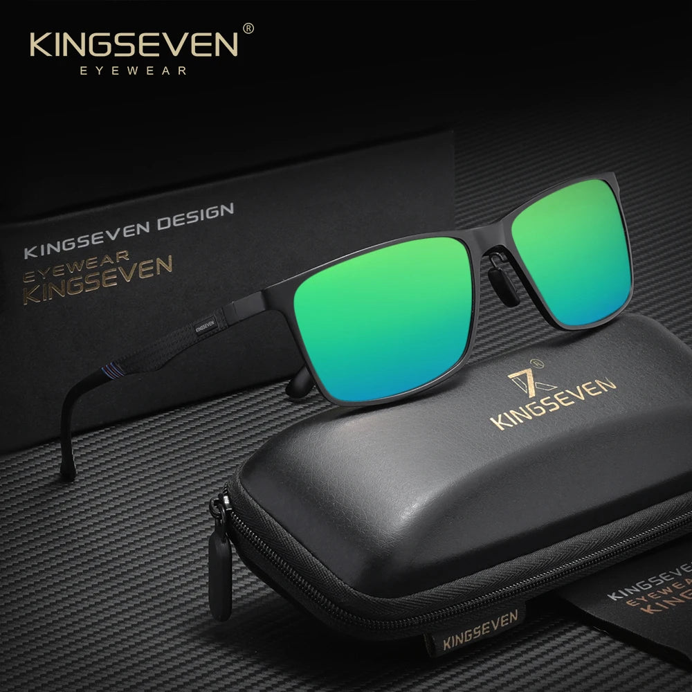 KINGSEVEN Polarized Rectangle Sunglasses – Aluminium Magnesium Frame, UV400 Mirror Lens