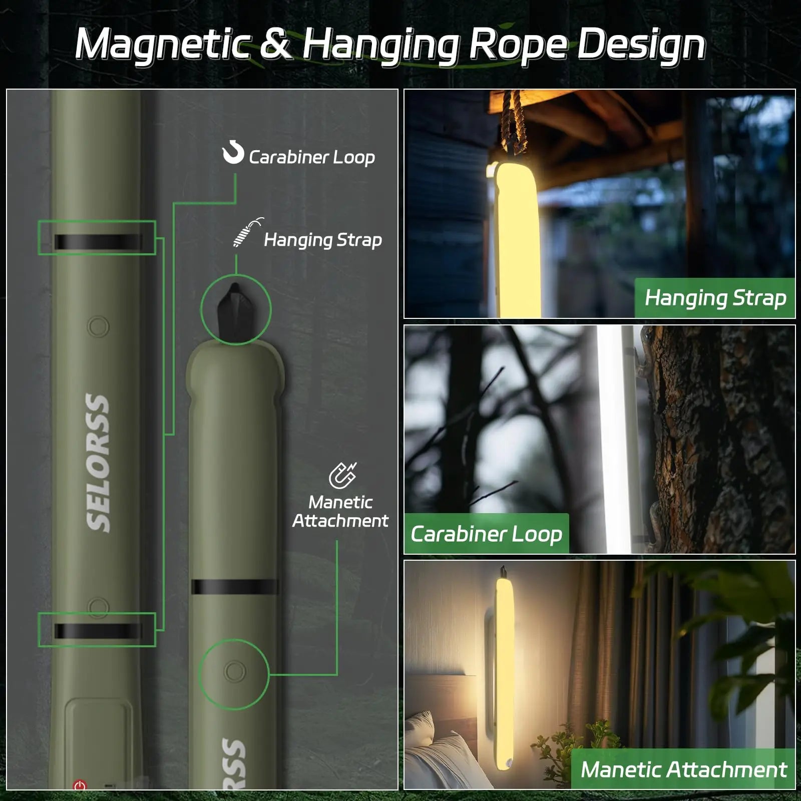 Rechargeable Portable Camping Strong Light Waterproof Tent Lamp Spotlight Outdoor