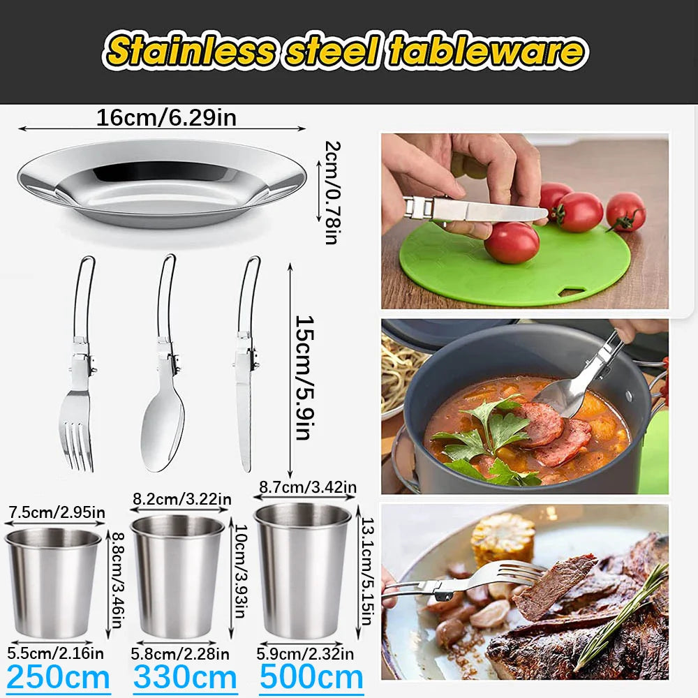 Camping Cooking set Camping Cookware Travel Tableware