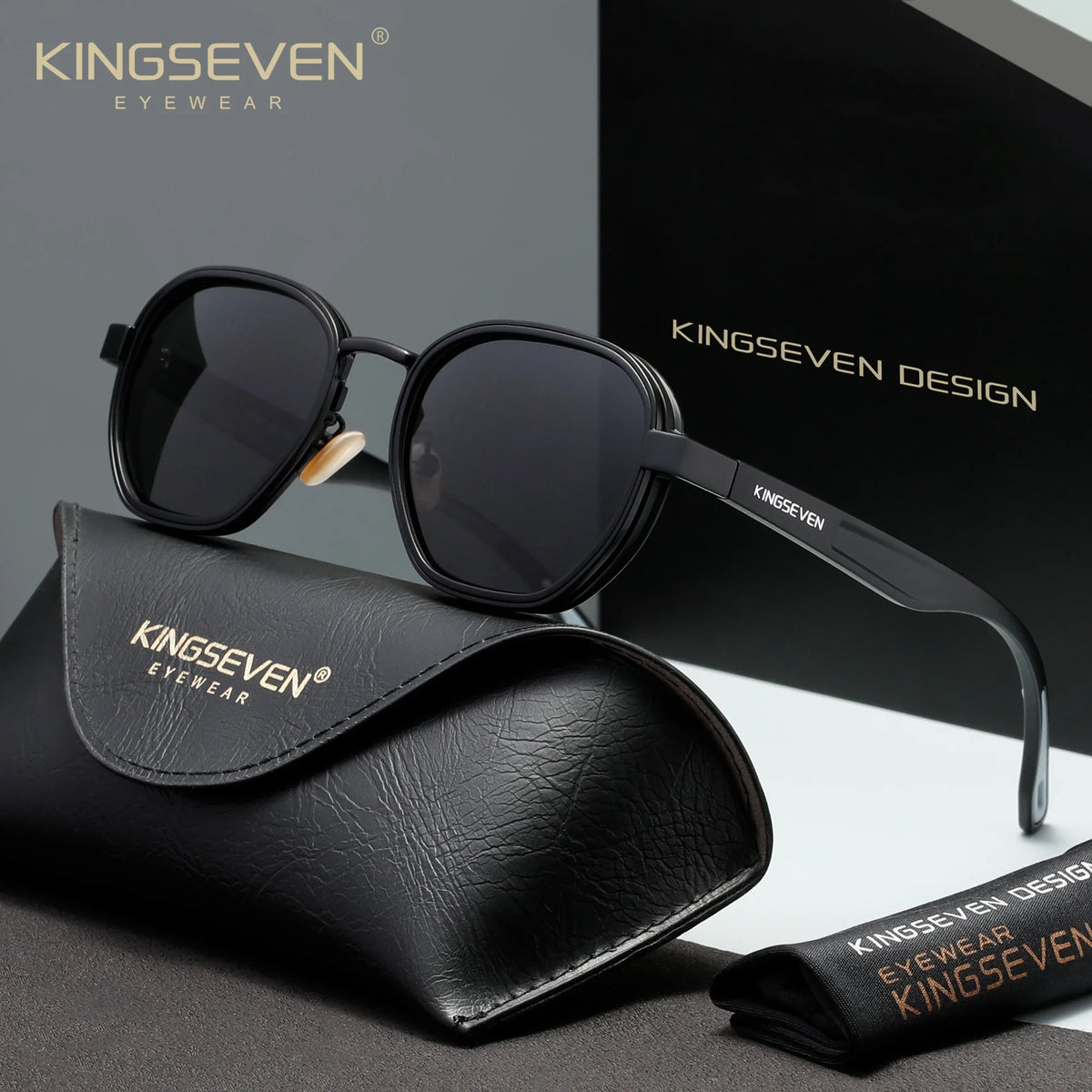 KINGSEVEN Polarized Round Sunglasses – Vintage Style UV400 for Men & Women