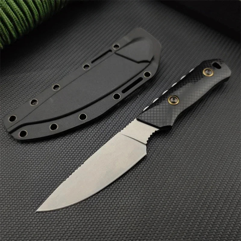 Fixed Blade Knife D2 Blade Stonewashed Camping Equipment Straight Knife with Sheath