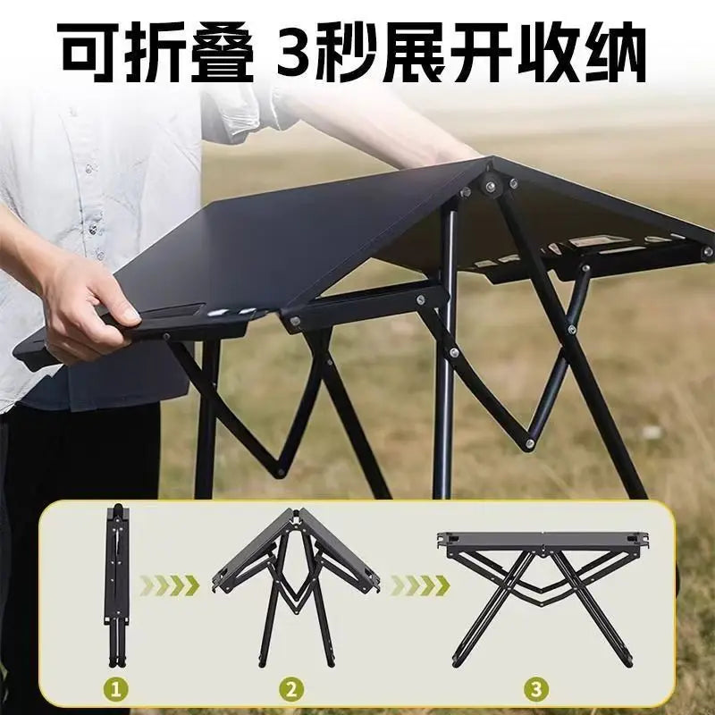 Portable Folding Stainless Steel Camping Table – Outdoor Dining for Camping, Beach & BBQ