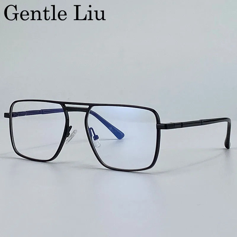 GENTLE LIU KSL-98280 Oversized Double Beam Square Sunglasses – Alloy Frame, UV400