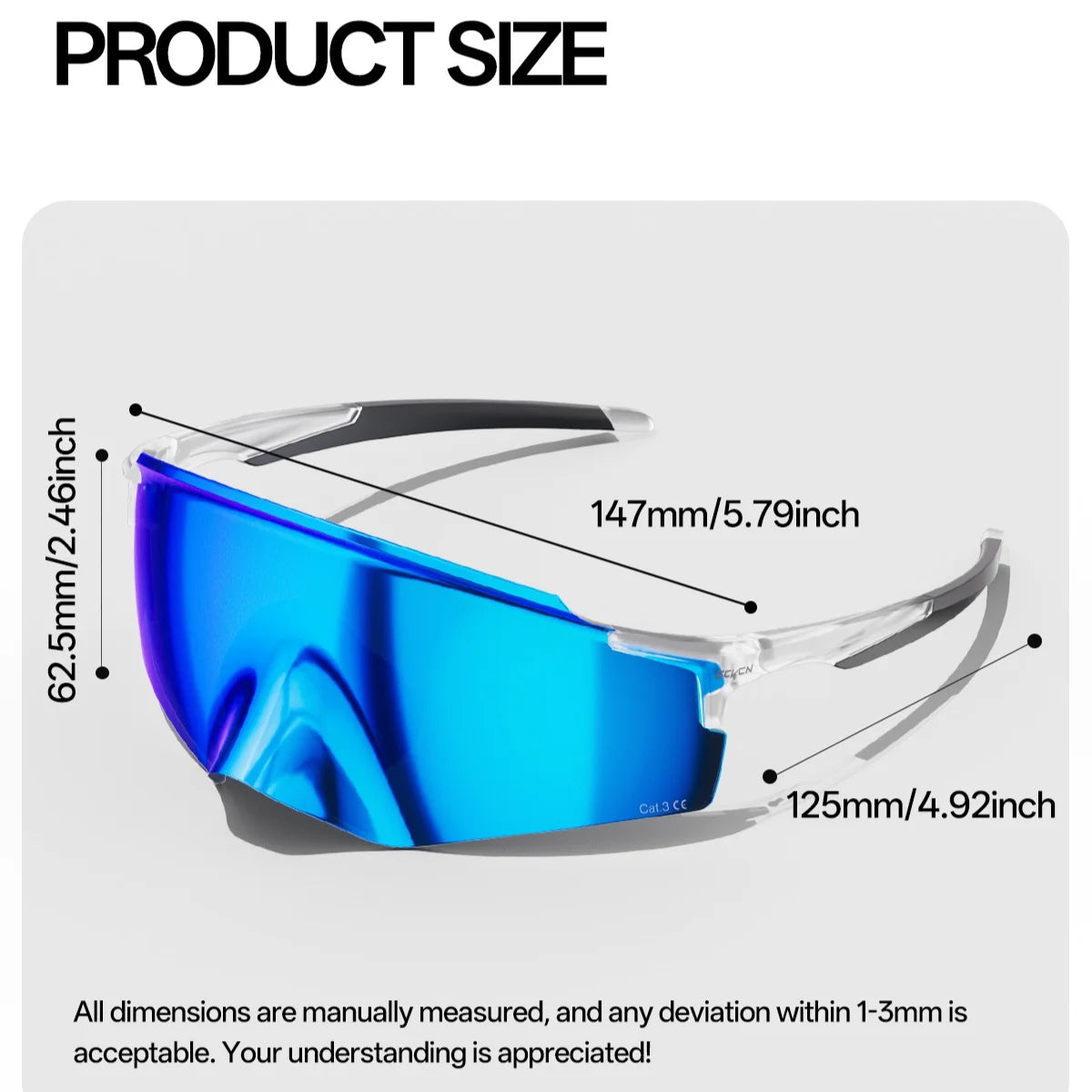 SCVCN Cycling Sunglasses – UV400 Waterproof Photochromic TR-90 Frame 146mm Wide Lens for MTB, Running & Outdoor Sport