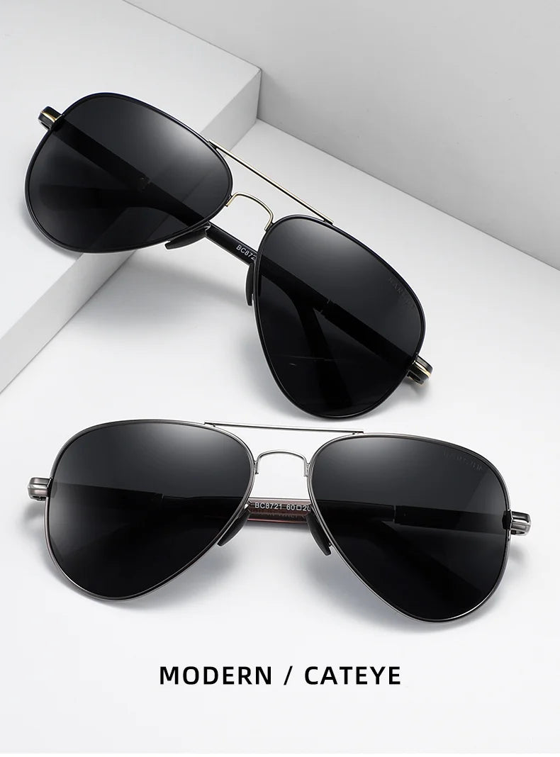 Polarized Pilot Sunglasses UV400 – Stainless Steel Frame, Photochromic & Mirror Lens
