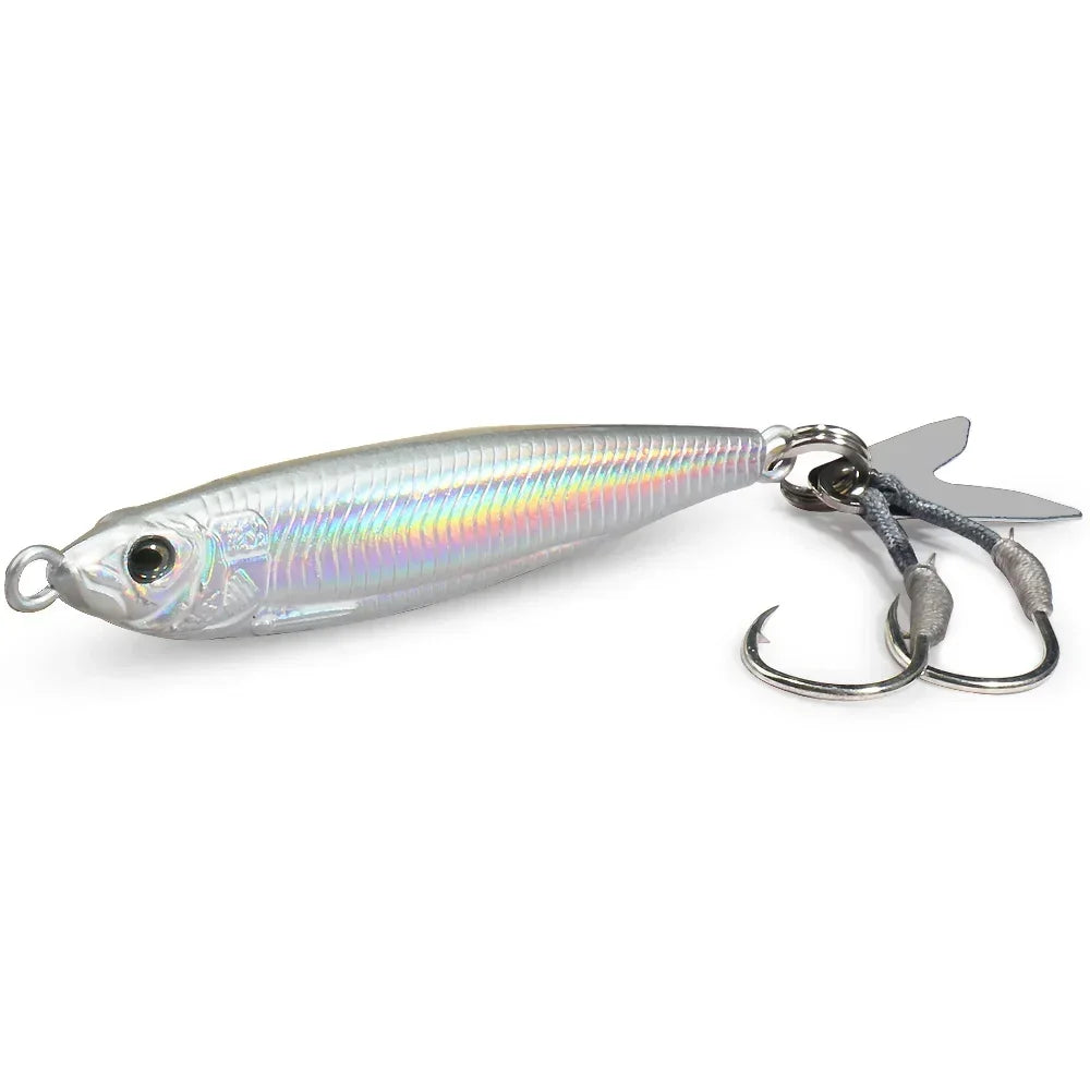 Metal Jig Bait 20g 30g 40g Spinner Sinking 3D Eye Color Laser Spinning Gear Luring Cast Fishing Tackle Blade Hook Pesca VIB Lure