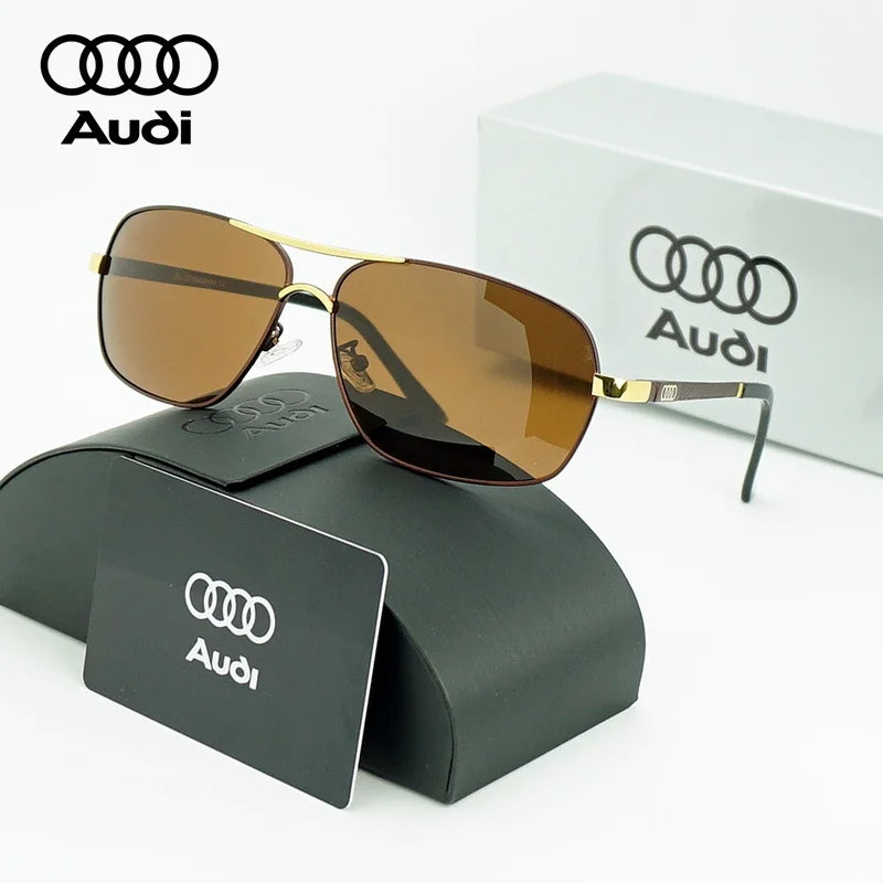 Audi Polarized Sunglasses – Unisex UV400 Square Aviator Alloy Frame Business & Driving Shades