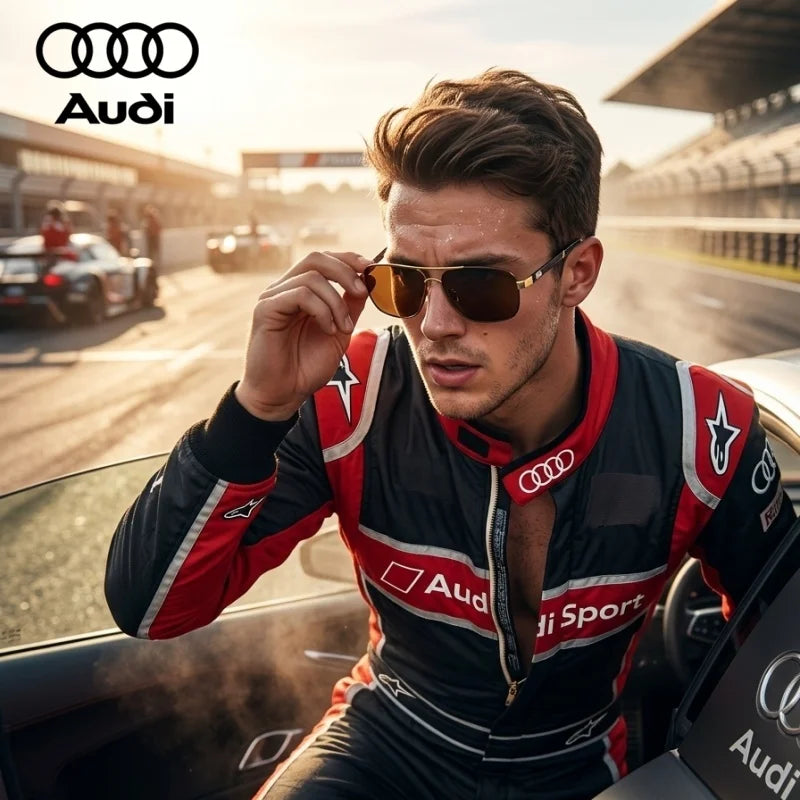 Audi Polarized Sunglasses – Unisex UV400 Anti-Glare Square Alloy Frame Sport & Driving Shades