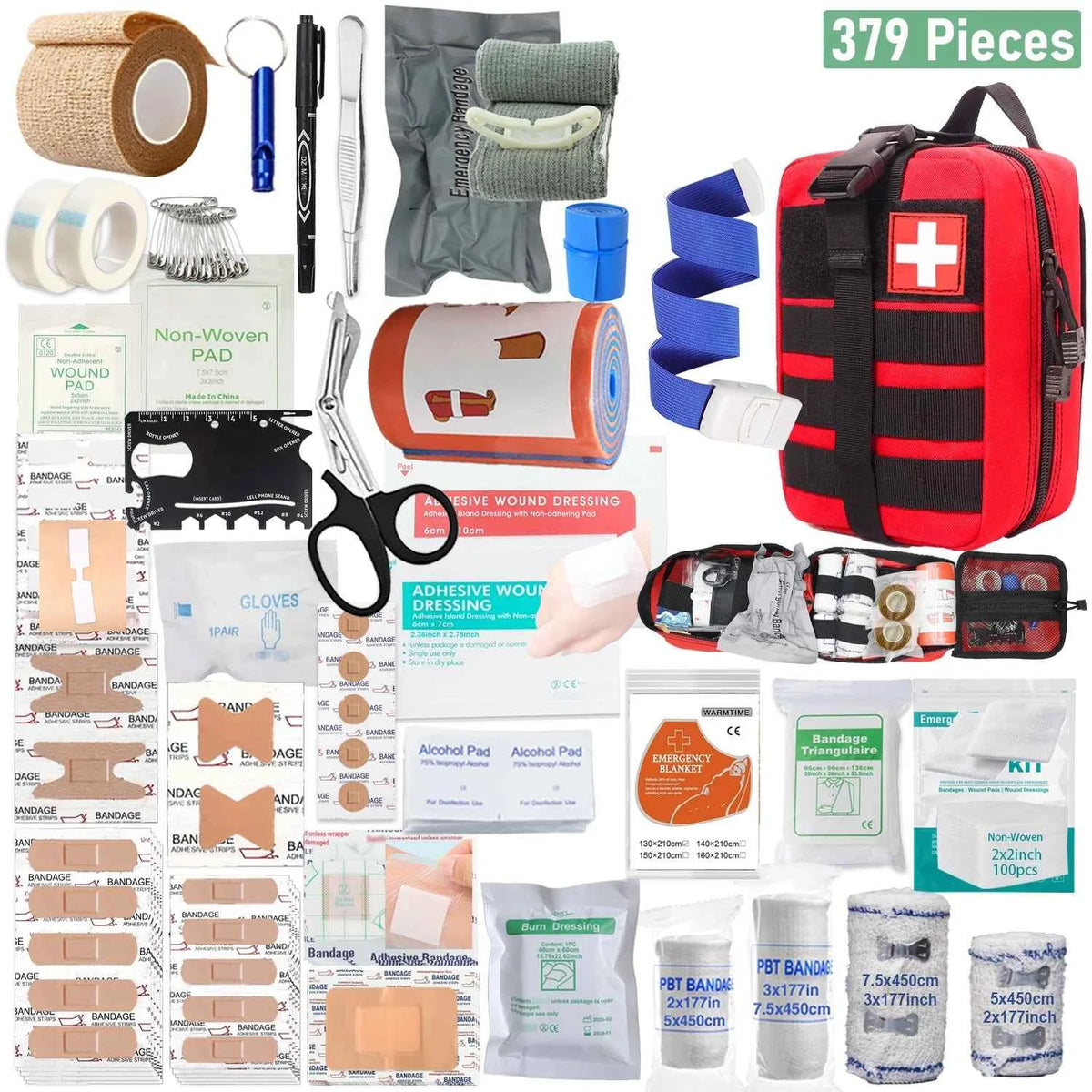 379-Piece Portable First Aid Kit – Emergency Survival Bag for Camping, Hiking & Outdoor Use