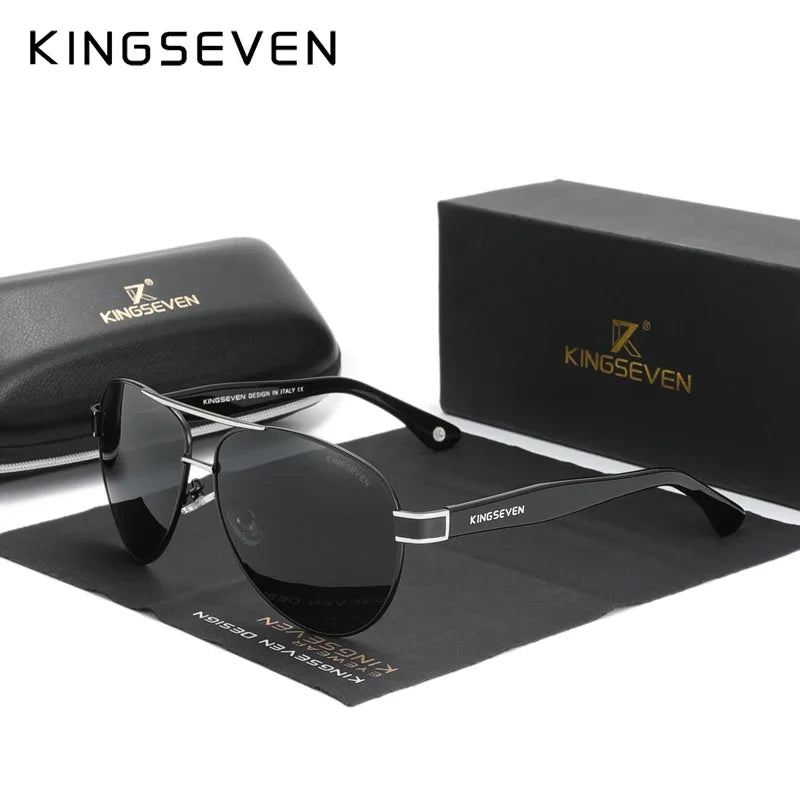 KINGSEVEN 7777 Polarized Pilot Sunglasses – Stainless Steel Frame, UV400, Unisex