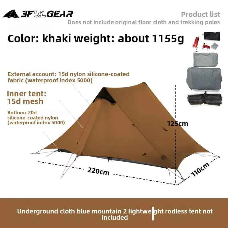Ultralight 2-Person Backpacking Tent – Double-Wall | 3 & 4 Season | 5000mm | YKK | 43oz Trail Weight