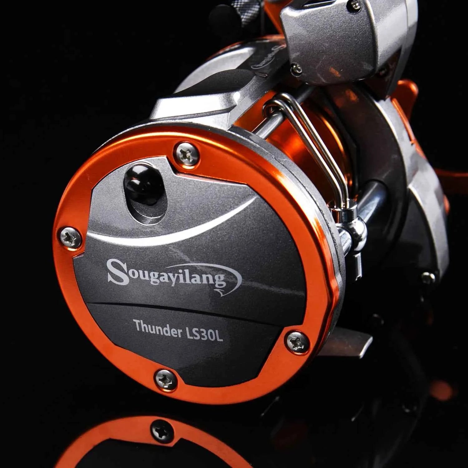 Sougayilang Line Counter Trolling Reel Conventional Level Wind Fishing Reel for Sea Bass Grouper 4.1:1/6+1BB Max Drag 30Kg