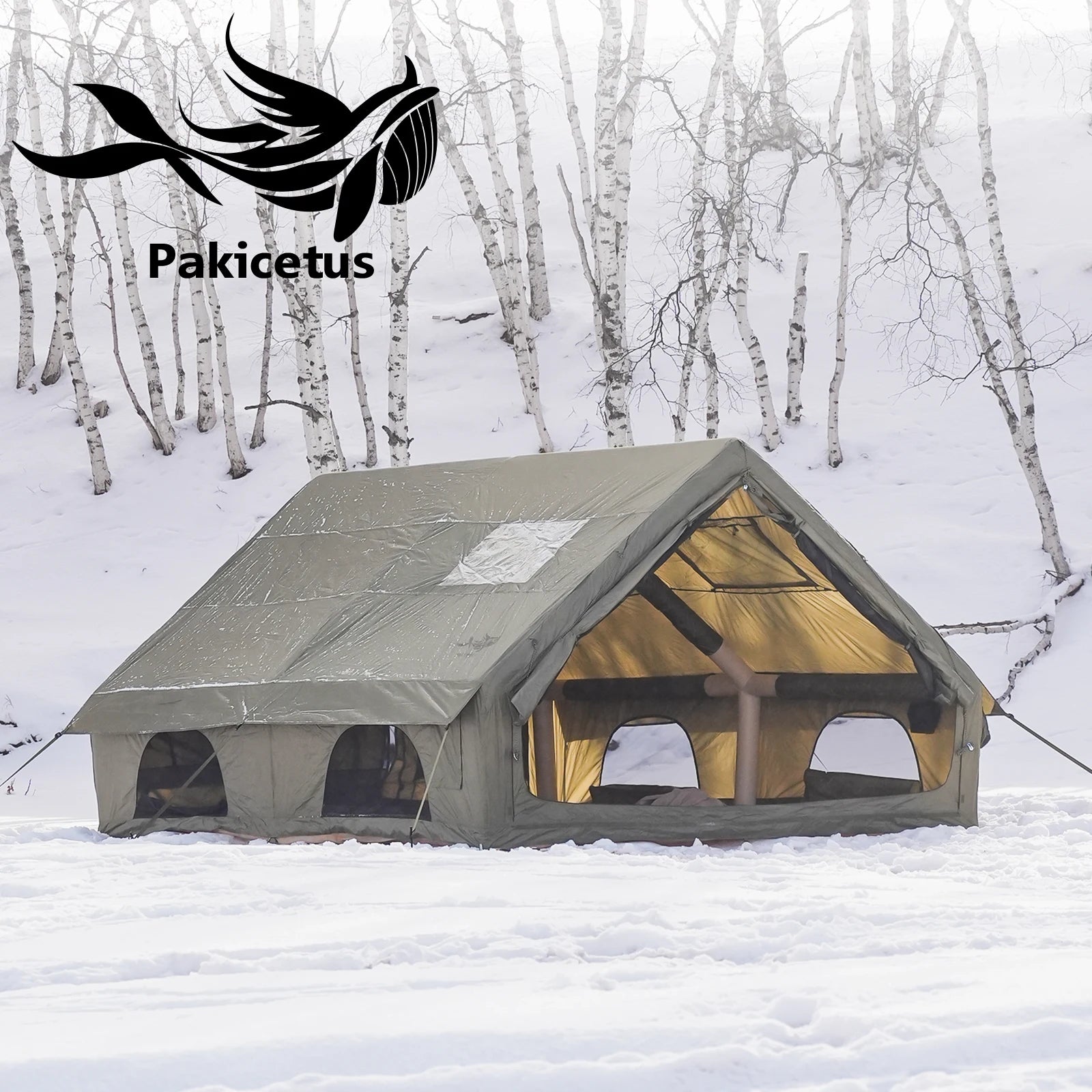 PAKICETUS Inflatable Camping Tent – 4-8 Person Portable 4-Season Waterproof Tent with Windows