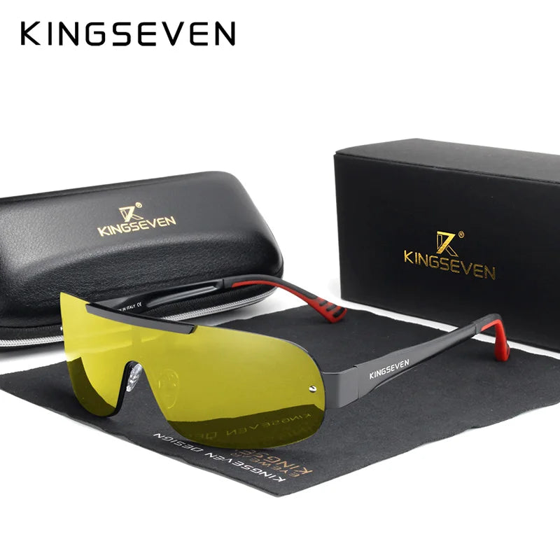 KINGSEVEN 7716 Aluminum Shield Sunglasses – Polarized, UV400, Cycling & Driving, Unisex