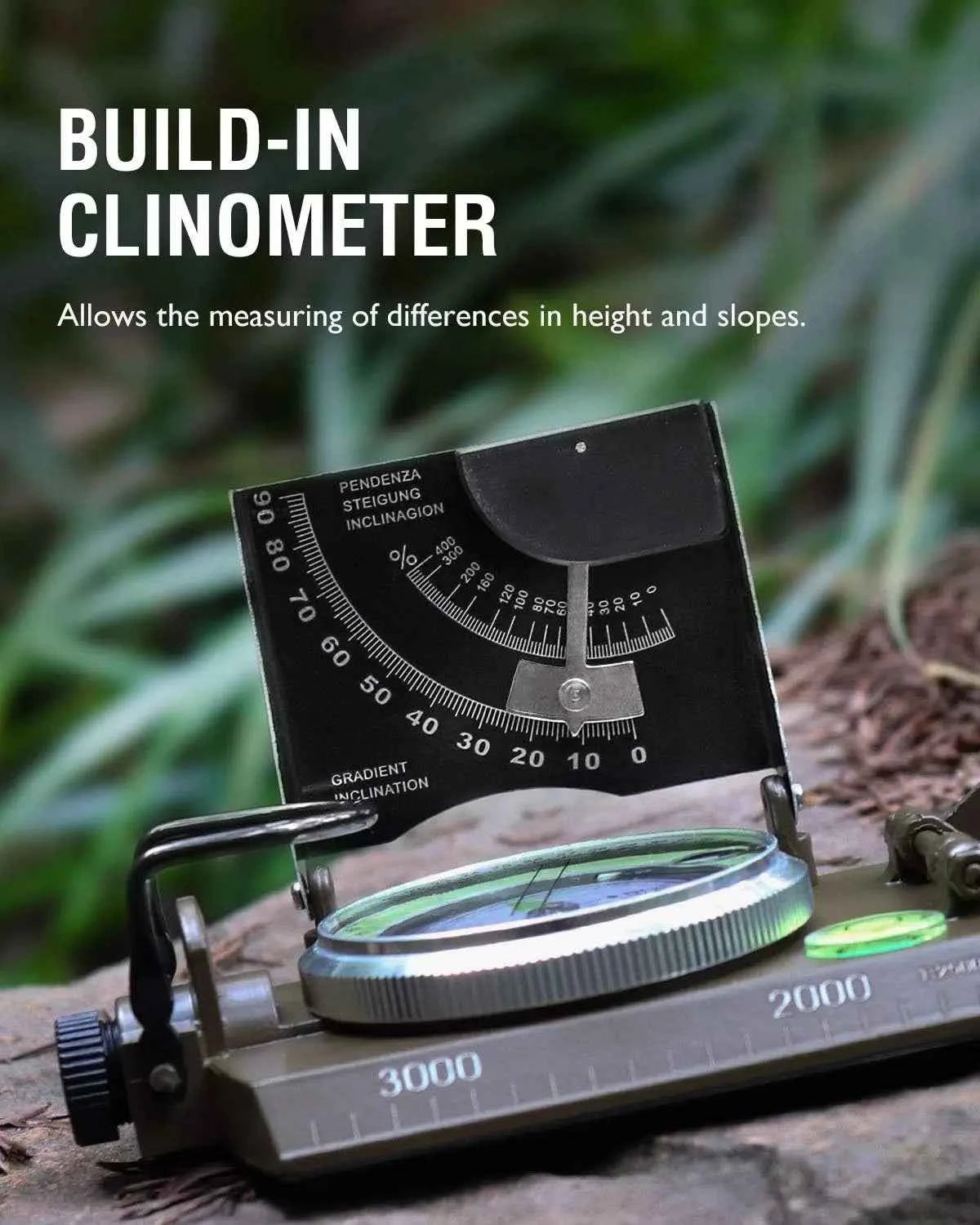 Professional Metal Sighting Compass with Inclinometer – Waterproof, Shockproof, Luminous