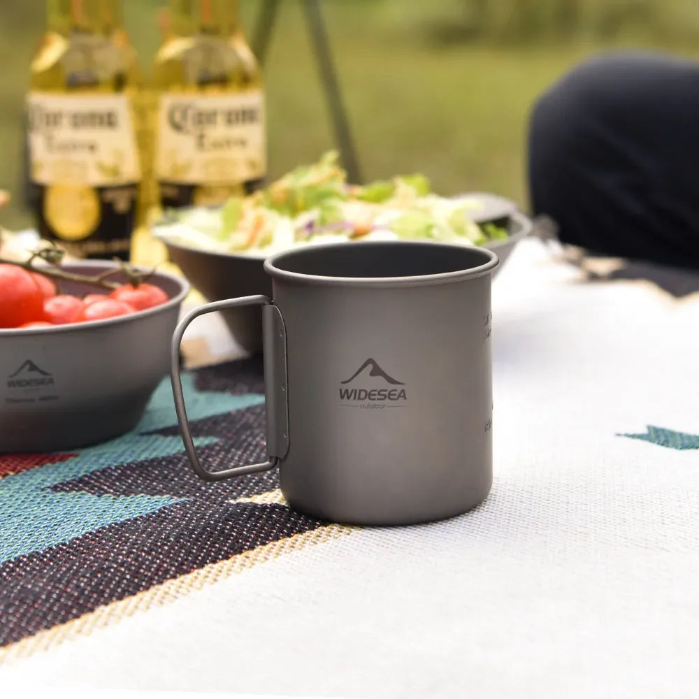 Camping Mug Titanium Cup Tableware Picnic Utensils Outdoor