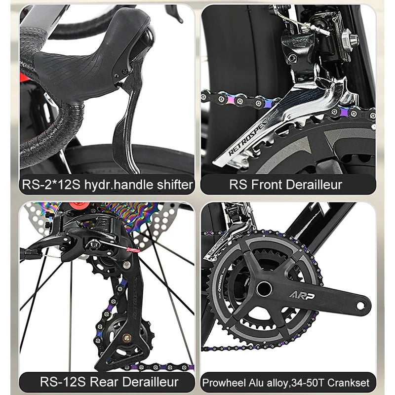 Cheap Mechanical Shifting Carbon Road Disc Bike 700*28C RS-24S Hydraulic Brake Racing Bicycle With Carbon 3K Handlebar For Sale