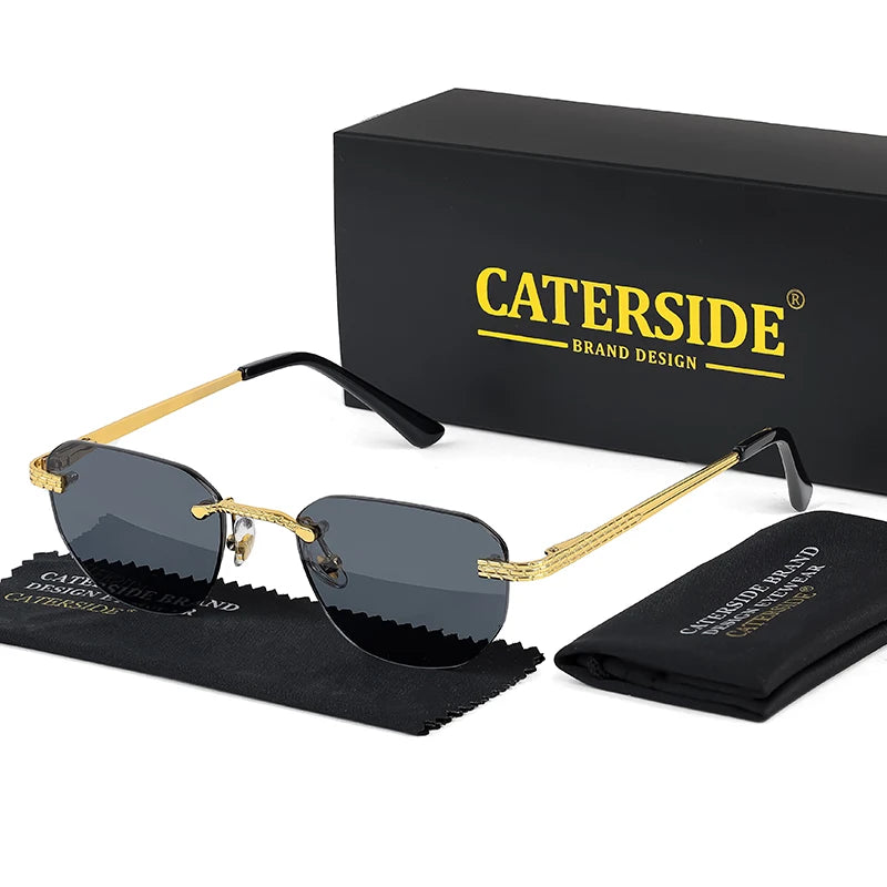 Retro Rimless Pilot Sunglasses – UV400 Copper Frame for Men & Women