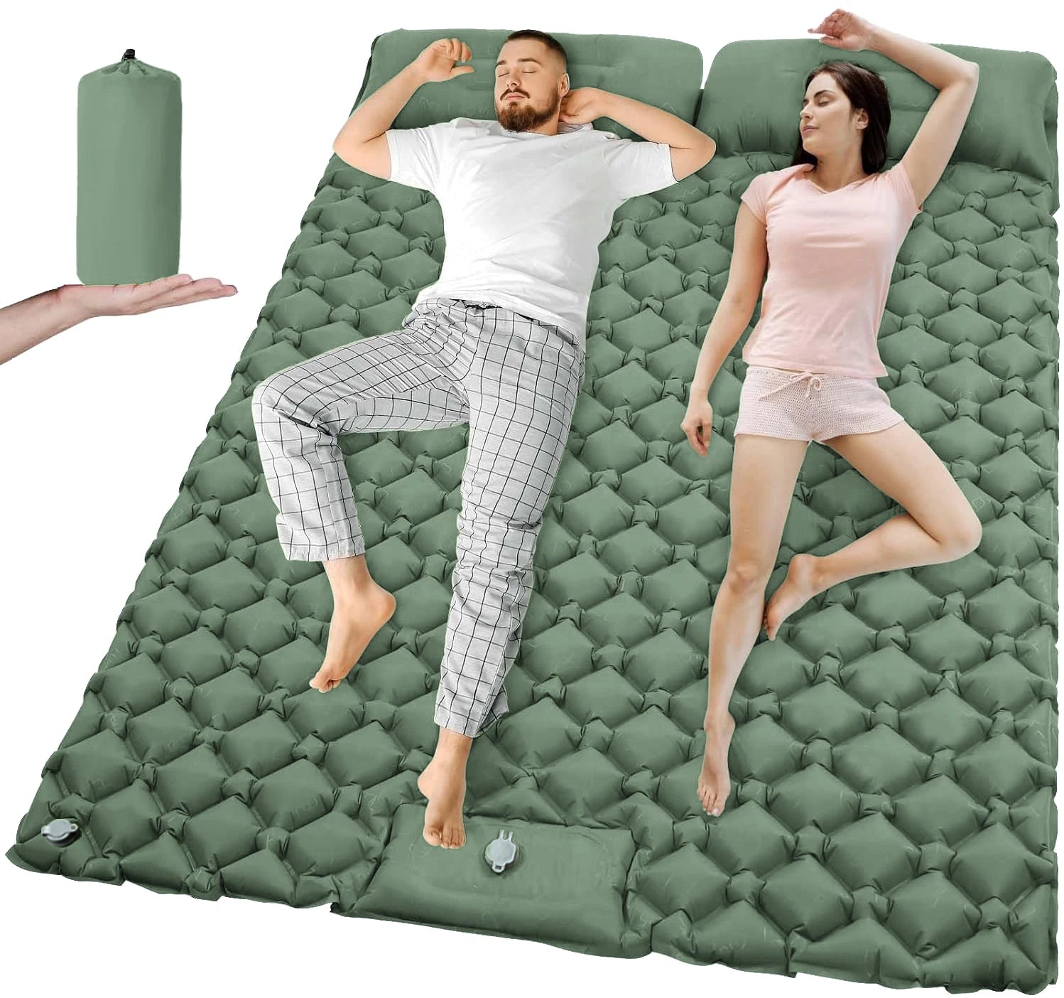 Outdoor Camping Double Inflatable Mattress Extra Wide Sleeping Pad Ultralight Folding Bed Sleeping Mat Car Travel Mat