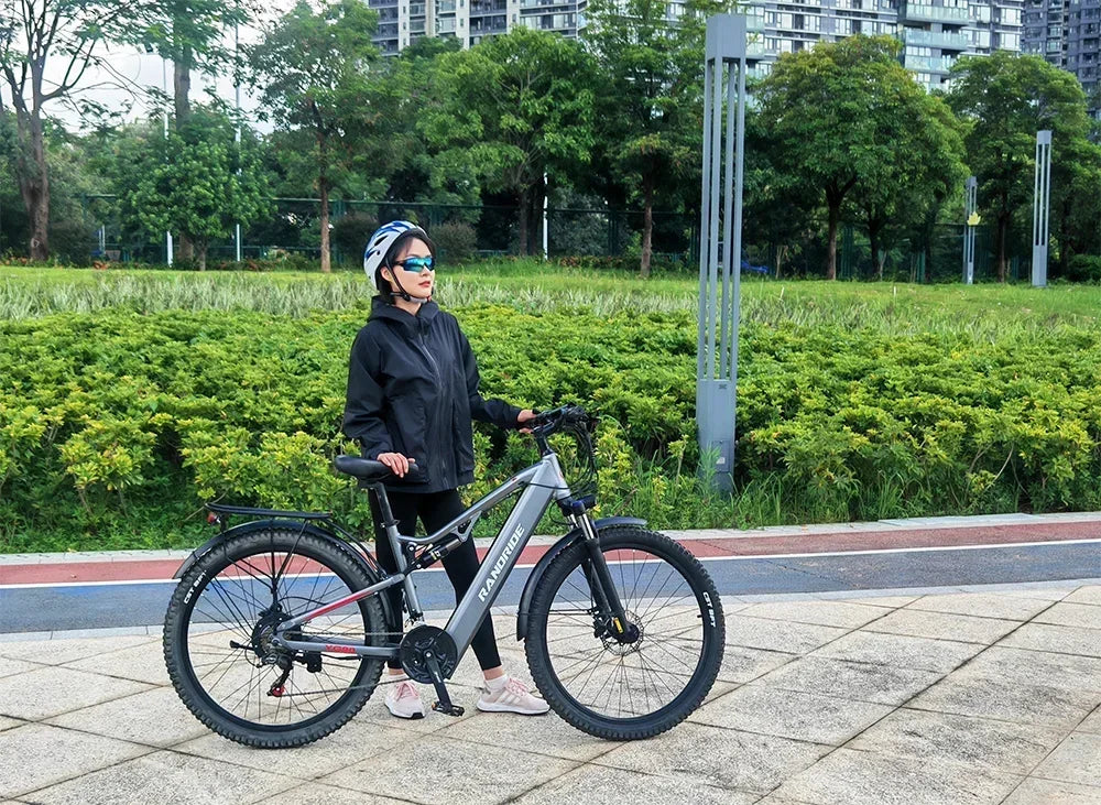 Electric Bicycle RANDRIDE YG90 1000W 48V17AH Hydraulic Brake E-bike with Full Suspension 21 Gears Shift Free Rack Electric bike