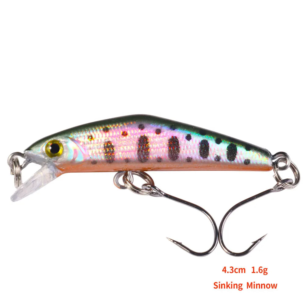 43mm 1.6g Micro Sinking Minnow Fishing Lure – Hard Bait for Bass, Trout, Salmon & Panfish