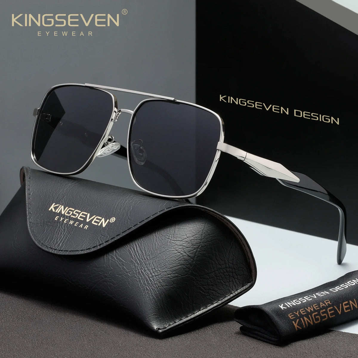 KINGSEVEN 7613 Alloy Sunglasses – Polarized Mirror, Anti-Reflective, UV400, Square, Unisex