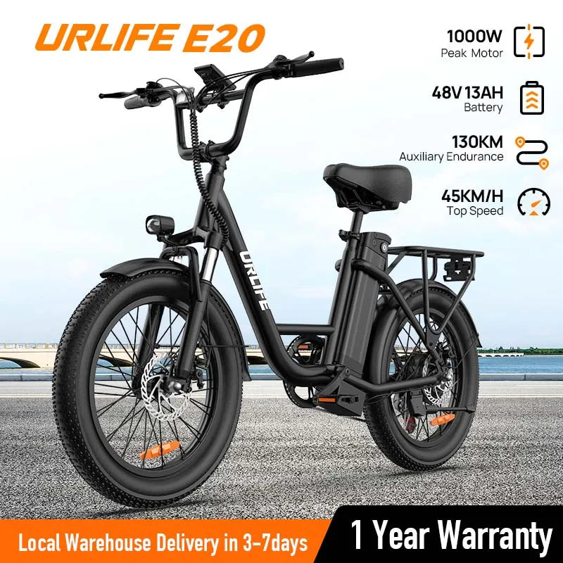 1000W E20 Electric Bike | 48V 13Ah Removable Battery, 20MPH, 20&