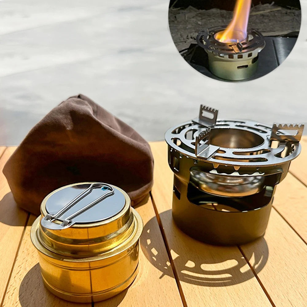 Camping Alcohol Stove with Storage Bag, High Power Windproof Bundled Burner for Backpack, Hiking, Picnic, Climbing