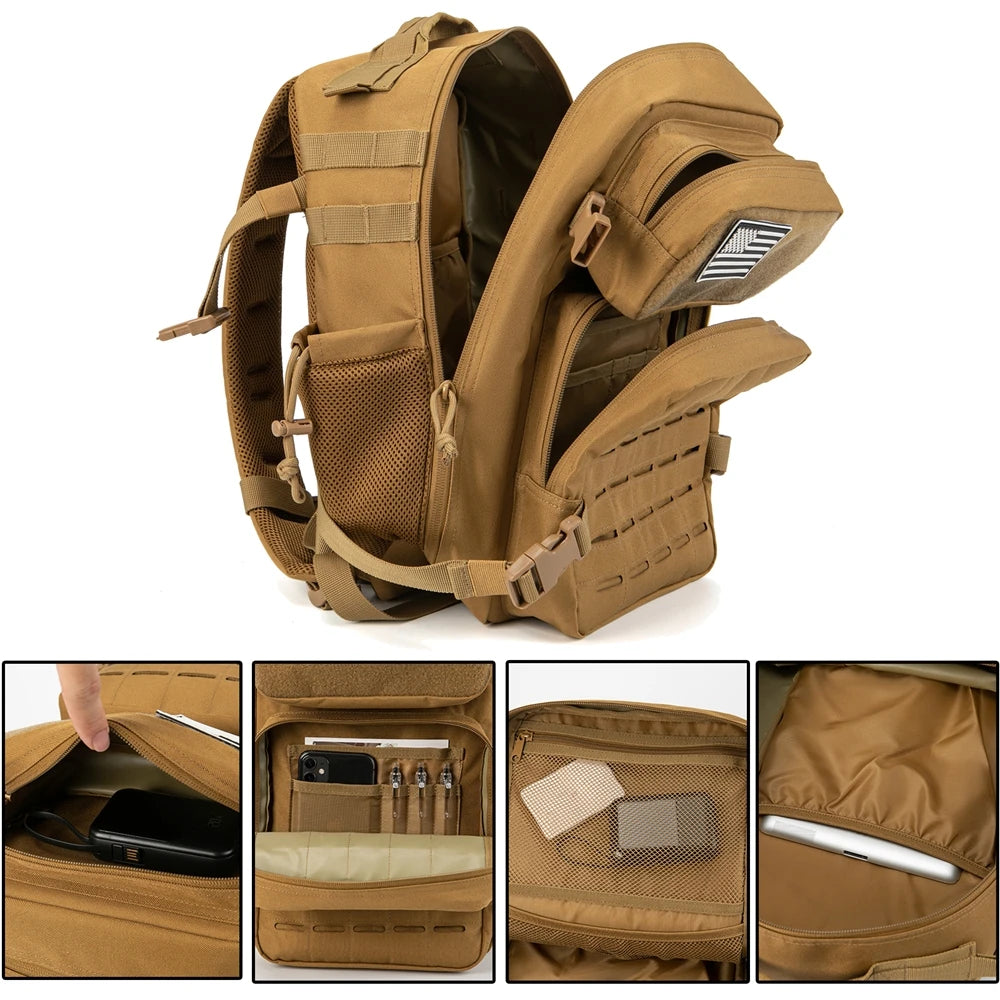 Tactical Backpacks for Men Survival Laser Cut Hunting with Dual Cup Holders