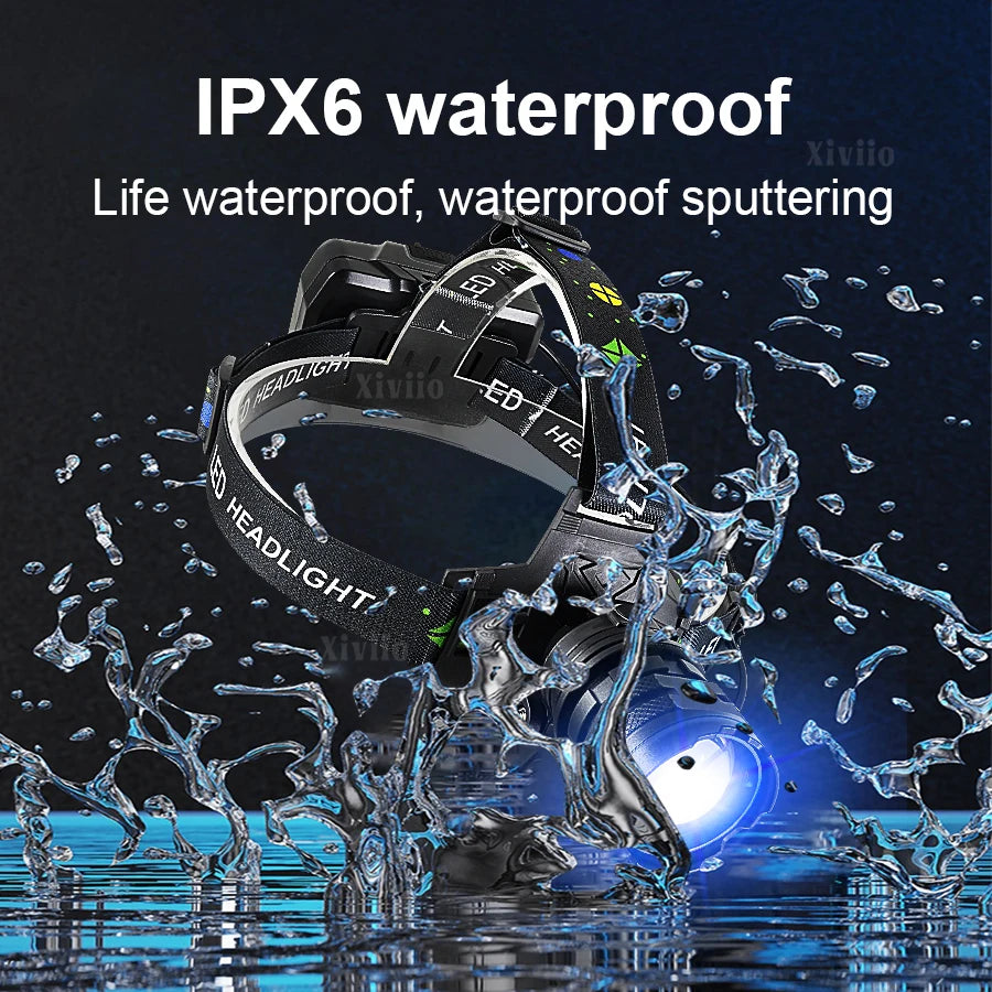 860000000LM Ultra Powerful LED Headlamp Super Bright Long Range 4500M Head Flashlight Rechargeable Head Lantern Fishing Hunting