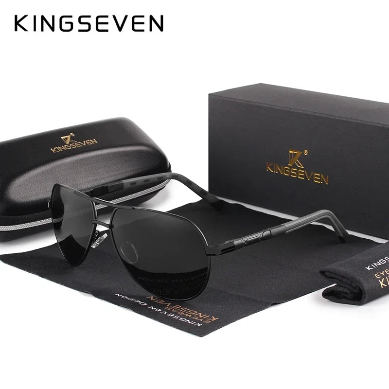 KINGSEVEN 725 Photochromic Polarized Sunglasses – Aluminum Pilot, UV400, Unisex