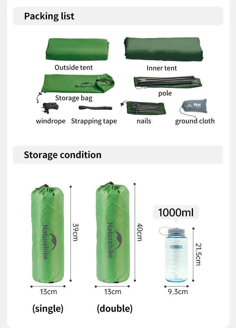 Naturehike Could Up Base 2025 Ultra light trekking tent Tent outdoor camping overnight double camping equipment