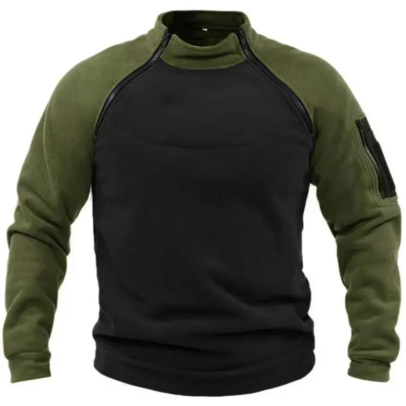 Tactical Sweatshirt Men Thick Double Zipper Fleece Hoodie Pullover Casual Outdoor Sports Long Sleeve Jacket Warm Breathable New