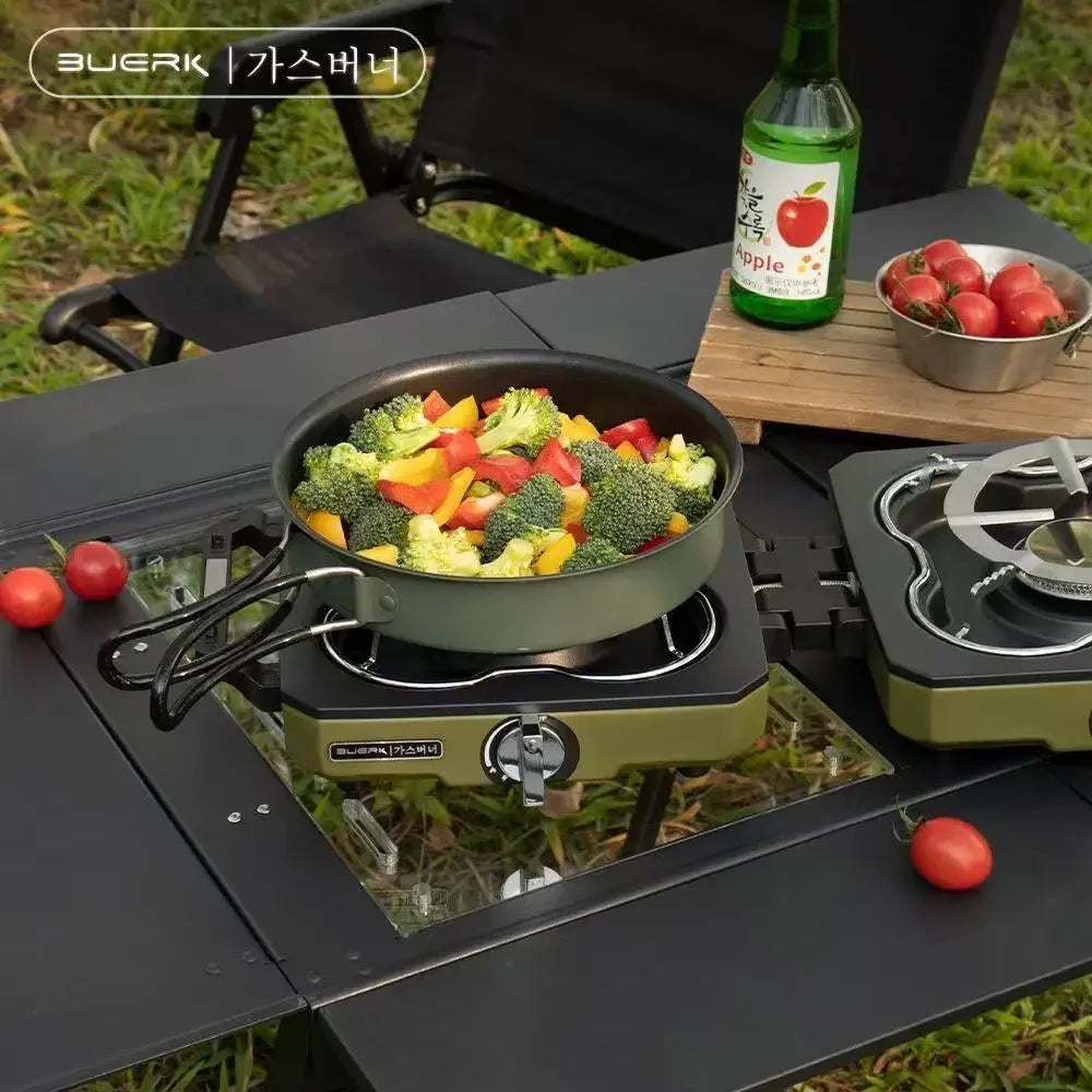 BUERK Camping Stove Double Burner Portable High Firepower Folding Camp Gas Burner Outdoor Bbq Cooking Set Picnic Gas Stove New