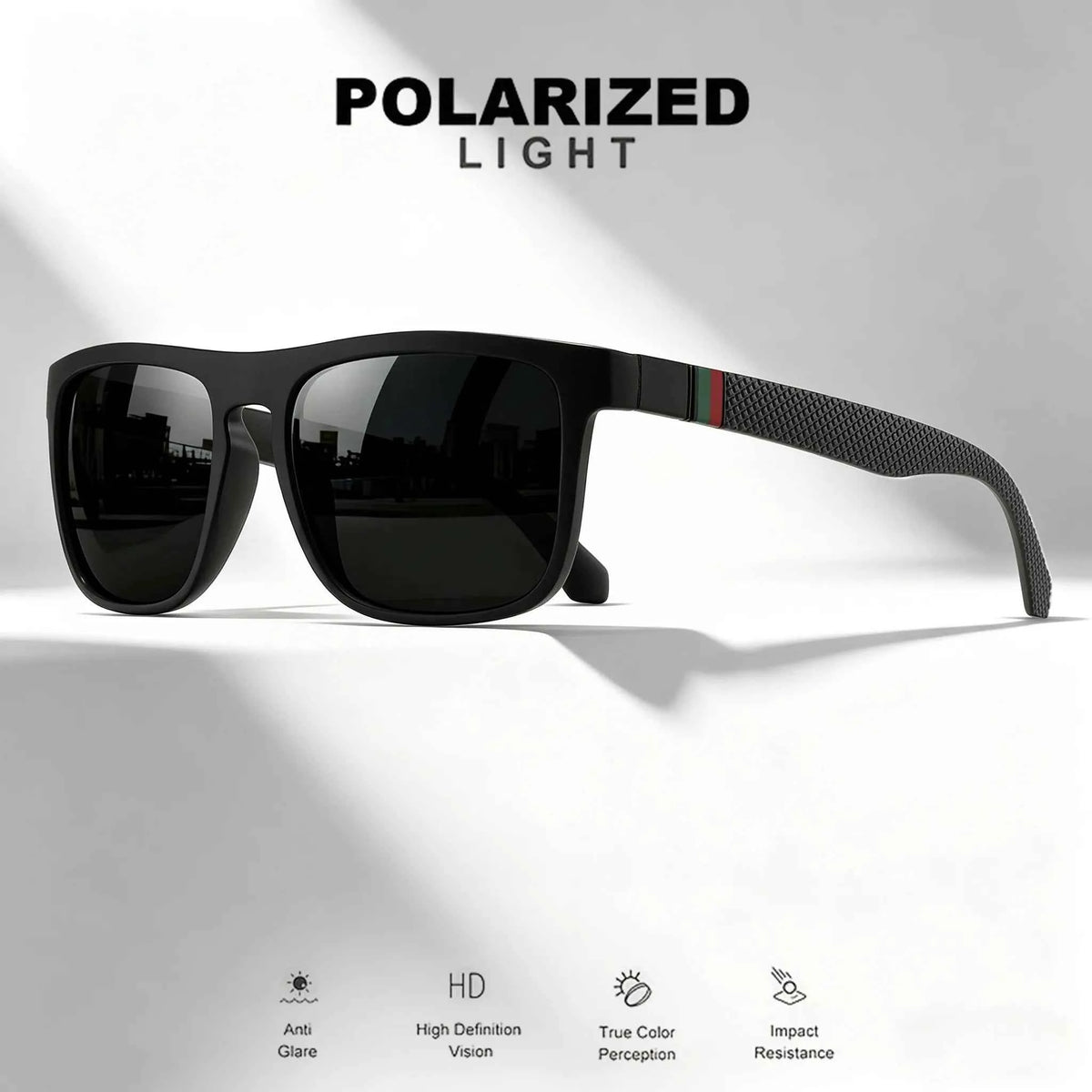 3-Pack Retro Polarized Sunglasses – Stripe Temples, Mirror UV400, Square, Unisex