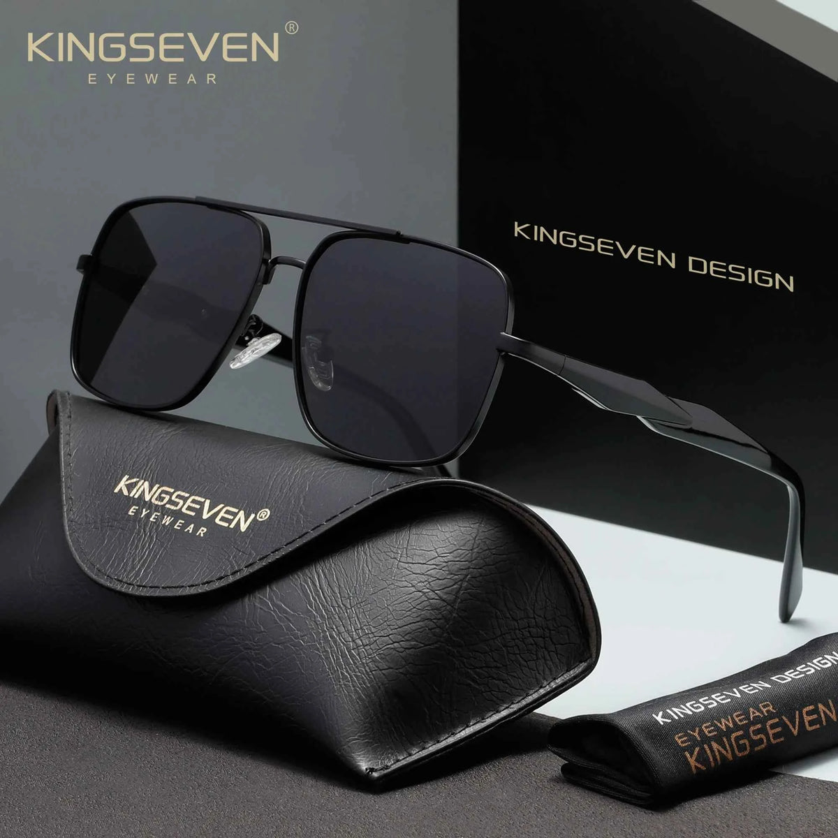 KINGSEVEN 7613 Alloy Sunglasses – Polarized Mirror, Anti-Reflective, UV400, Square, Unisex