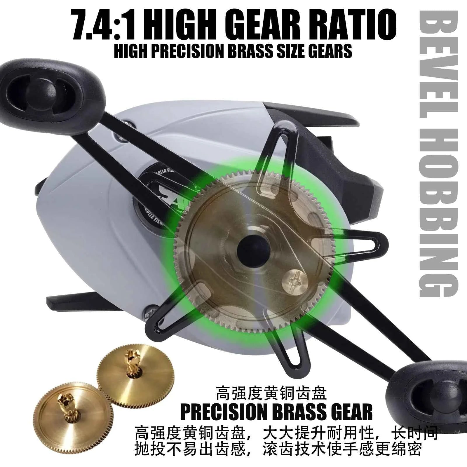 Fishing Reel YL300 Baitcasting Fishing Reel 6+1BB 7.4:1 10KG Drag Force Short-Shaft All-Purpose Spool For Snakehead Fishing